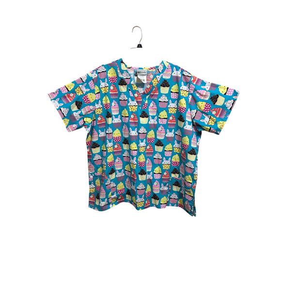 Uniform Advantage Scrubs Easter Bunny Cupcake Scrub Too Womens 3X - Picture 1 of 4